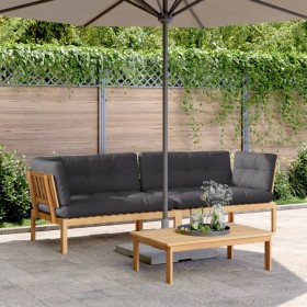 Corner pallet garden sofas and 2 acacia wood cushions by , Outdoor sofas - Ref: Foro24-3209349, Price: 426,50 €, Discount: %