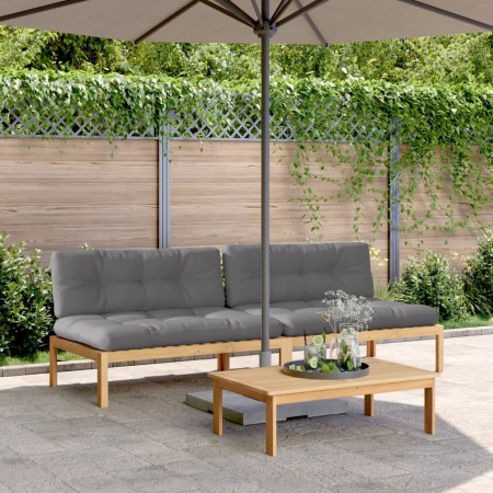 Central pallet garden sofas and 2 acacia wood cushions by , Outdoor sofas - Ref: Foro24-3209356, Price: 330,12 €, Discount: %