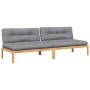 Central pallet garden sofas and 2 acacia wood cushions by , Outdoor sofas - Ref: Foro24-3209356, Price: 330,99 €, Discount: %