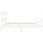 Double bed frame with white solid wood headboard by vidaXL, Beds and slatted bases - Ref: Foro24-3195107, Price: 146,79 €, Di...