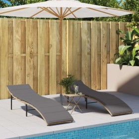 Sun loungers with cushions 2 units synthetic rattan beige by , Loungers - Ref: Foro24-3277305, Price: 241,84 €, Discount: %