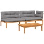 Garden pallet sofa set with 3-piece acacia wood cushions. by , Outdoor sofas - Ref: Foro24-3209446, Price: 419,17 €, Discount: %