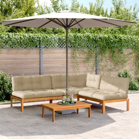 Set aus Gartenpaletten-Sofas und -Kissen 4 Stück Akazienholz von , Outdoor-Sofas - Ref: Foro24-3209459, Preis: 604,59 €, Raba...