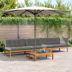 Garden pallet sofa set with 4 acacia wood cushions. by , Outdoor sofas - Ref: Foro24-3209452, Price: 581,99 €, Discount: %