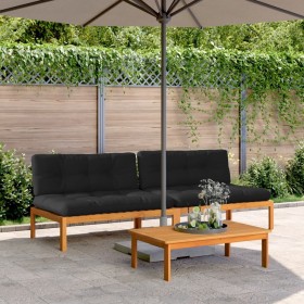 Central pallet garden sofas and 2 acacia wood cushions by , Outdoor sofas - Ref: Foro24-3209484, Price: 342,99 €, Discount: %