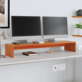 Soporte de monitor madera maciza pino marrón cera 100x27x15 cm de , Muebles TV - Ref: Foro24-847165, Precio: 30,99 €, Descuen...