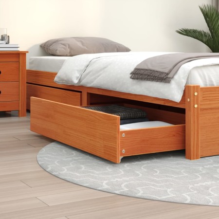 Bed drawers 4 units solid pine wood brown wax by , Beds and accessories - Ref: Foro24-847167, Price: 119,97 €, Discount: %