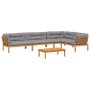 Set of garden pallet sofas and cushions 5 pieces acacia wood by , Outdoor sofas - Ref: Foro24-3209536, Price: 894,21 €, Disco...