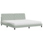 Cama con colchón terciopelo gris claro 200x200 cm de , Camas y somieres - Ref: Foro24-3208676, Precio: 500,83 €, Descuento: %