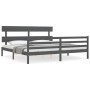 Estructura cama de matrimonio con cabecero madera maciza gris de vidaXL, Camas y somieres - Ref: Foro24-3195108, Precio: 172,...