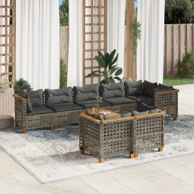 Garden furniture set 9 pieces and gray synthetic rattan cushions by , Garden sets - Ref: Foro24-3261897, Price: 752,52 €, Dis...