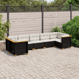 Set de sofás de jardín 7 pzas con cojines ratán sintético negro de , Conjuntos de jardín - Ref: Foro24-3261971, Precio: 571,5...