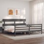 Estructura cama de matrimonio con cabecero madera maciza gris de vidaXL, Camas y somieres - Ref: Foro24-3195108, Precio: 172,...