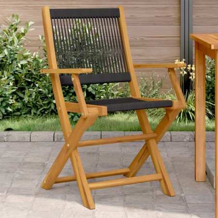 Garden chairs 2 units solid acacia wood black polypropylene by , Garden chairs - Ref: Foro24-367666, Price: 145,31 €, Discoun...