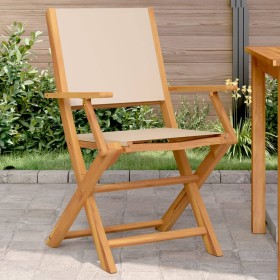 Garden chairs 2 units solid acacia wood and beige fabric by , Garden chairs - Ref: Foro24-367672, Price: 127,76 €, Discount: %