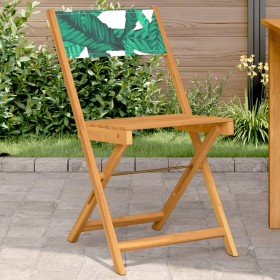 Bistro chairs 2 units acacia wood and leaf print fabric by , Garden chairs - Ref: Foro24-367685, Price: 87,99 €, Discount: %