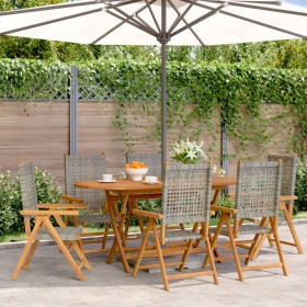 Reclining garden chairs 6 pcs PE rattan solid wood gray by , Garden chairs - Ref: Foro24-3214524, Price: 440,99 €, Discount: %