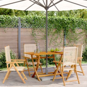 Reclining garden chairs 4 pcs PE rattan solid wood beige by , Garden chairs - Ref: Foro24-3214526, Price: 294,99 €, Discount: %