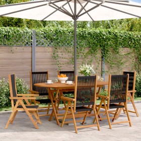 Reclining garden chairs 6 pcs solid acacia wood black by , Garden chairs - Ref: Foro24-3214530, Price: 481,52 €, Discount: %