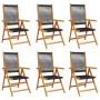 Reclining garden chairs 6 pcs solid acacia wood black by , Garden chairs - Ref: Foro24-3214530, Price: 482,99 €, Discount: %