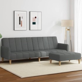 Sofá cama de 2 plazas con taburete tela gris oscuro de , Sofás - Ref: Foro24-3258089, Precio: 318,99 €, Descuento: %