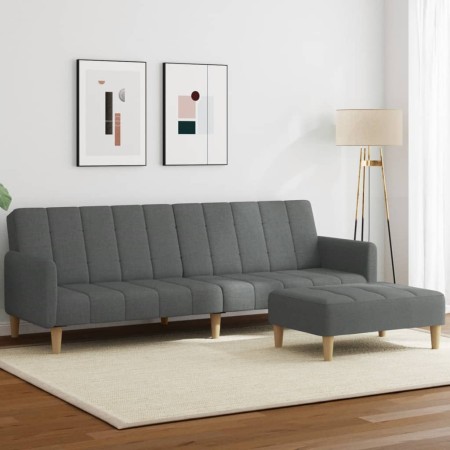 Sofá cama de 2 plazas con taburete tela gris oscuro de , Sofás - Ref: Foro24-3258089, Precio: 321,98 €, Descuento: %