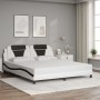 Estructura cama con luces LED cuero PE blanco negro 180x200 cm de , Camas y somieres - Ref: Foro24-3214042, Precio: 241,29 €,...