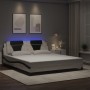 Estructura cama con luces LED cuero PE blanco negro 180x200 cm de , Camas y somieres - Ref: Foro24-3214042, Precio: 241,29 €,...