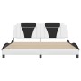 Estructura cama con luces LED cuero PE blanco negro 180x200 cm de , Camas y somieres - Ref: Foro24-3214042, Precio: 241,29 €,...