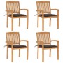 Stackable garden chairs, set of 4, made of teak wood with cushions. by , Garden chairs - Ref: Foro24-3073218, Price: 491,01 €...