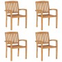 Stackable garden chairs, set of 4, made of teak wood with cushions. by , Garden chairs - Ref: Foro24-3073218, Price: 491,01 €...