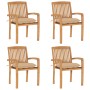 Stackable garden chairs, set of 4, made of teak wood with cushions. by , Garden chairs - Ref: Foro24-3073258, Price: 485,38 €...