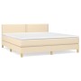 Cama box spring con colchón tela color crema 160x200 cm de , Camas y somieres - Ref: Foro24-3140550, Precio: 498,82 €, Descue...