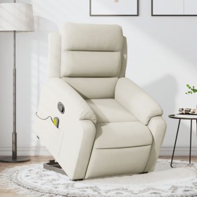 Reclining massage chair with lift in cream velvet. by , Armchairs - Ref: Foro24-3205112, Price: 327,99 €, Discount: %