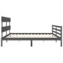 Estructura cama de matrimonio con cabecero madera maciza gris de vidaXL, Camas y somieres - Ref: Foro24-3195108, Precio: 172,...