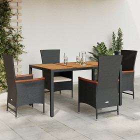 Gartenmöbel-Set, 5-teilig, mit schwarzen Polstern aus synthetischem Rattan von , Gartensets - Ref: Foro24-3277508, Preis: 600...