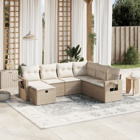 Set sofás de jardín 7 piezas y cojines ratán sintético beige de , Conjuntos de jardín - Ref: Foro24-3263834, Precio: 547,99 €...