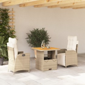 Garten-Essgruppe 3-teilig mit Kissen aus synthetischem Rattan in Beige. von , Gartensets - Ref: Foro24-3277471, Preis: 399,45...