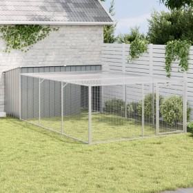 Dog kennel with galvanized steel gray fence 197x396x110 cm by , Dog kennels - Ref: Foro24-3214225, Price: 374,99 €, Discount: %