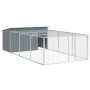 Caseta perros con corral acero galvanizado gris 197x396x110 cm de , Casetas para perros - Ref: Foro24-3214225, Precio: 375,55...