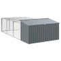 Caseta perros con corral acero galvanizado gris 197x396x110 cm de , Casetas para perros - Ref: Foro24-3214225, Precio: 375,55...