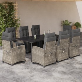 Garden dining set 9 pieces with light gray synthetic rattan cushions by , Garden sets - Ref: Foro24-3213036, Price: 1,00 €, D...