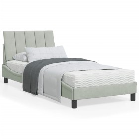 Bed frame with light gray velvet headboard 90x200 cm by , Beds and slatted bases - Ref: Foro24-3207825, Price: 142,99 €, Disc...