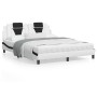 Bed frame with white and black synthetic leather headboard, 160x200cm. by , Beds and slatted bases - Ref: Foro24-3208109, Pri...