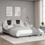 Bed frame with white and black synthetic leather headboard, 160x200cm. by , Beds and slatted bases - Ref: Foro24-3208109, Pri...