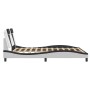 Bed frame with white and black synthetic leather headboard, 160x200cm. by , Beds and slatted bases - Ref: Foro24-3208109, Pri...