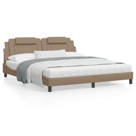 Estructura de cama cabecero cuero sintético capuchino 180x200cm de , Camas y somieres - Ref: Foro24-3208114, Precio: 225,99 €...