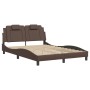 Bed frame with brown synthetic leather headboard 140x200 cm by , Beds and slatted bases - Ref: Foro24-3208098, Price: 198,02 ...