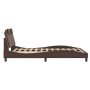 Bed frame with brown synthetic leather headboard 140x200 cm by , Beds and slatted bases - Ref: Foro24-3208098, Price: 198,02 ...