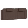 Estructura de cama cabecero cuero sintético marrón 140x200 cm de , Camas y somieres - Ref: Foro24-3208098, Precio: 209,94 €, ...